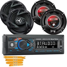 XRM59BT Single DIN AF/FM Bluetooth Receiver  + 2 Pairs 6.5" 400Watt Car Speakers