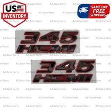 2X 345 HEMI 3D Emblem Color Blocking Black Red Outline For Fender Badges Sticker