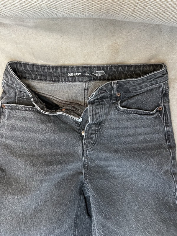 Old Navy Jeans Women Sky-Hi Wide Leg Extra High-Rise Button Fly Gray Denim Sz4P