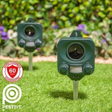 Pestbye Ultrasonic Cat Repellent Dog Fox Pest Battery Scarer Repeller Pack of 2