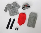 Vintage Barbie Doll Career Girl Skirt Top Jacket Gloves Mules Hat Outfit #954
