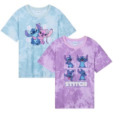 Disney Girls Stitch T-Shirt 2 Pack Crew Neck Short Sleeve Breathable Tee Top