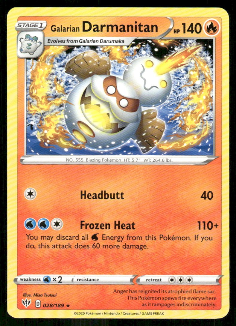 Galarian Darmanitan (28) SWSH03: Darkness Ablaze [028/189] Rare NM Pokemon