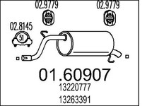 MTS Endschalldämpfer Nachschalldämpfer 01.60907 für OPEL CORSA S07 X15 L08 L68