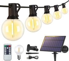 25Ft Solar String Lights Outdoor Waterproof with Remote Dimmable 3 Modes Patio