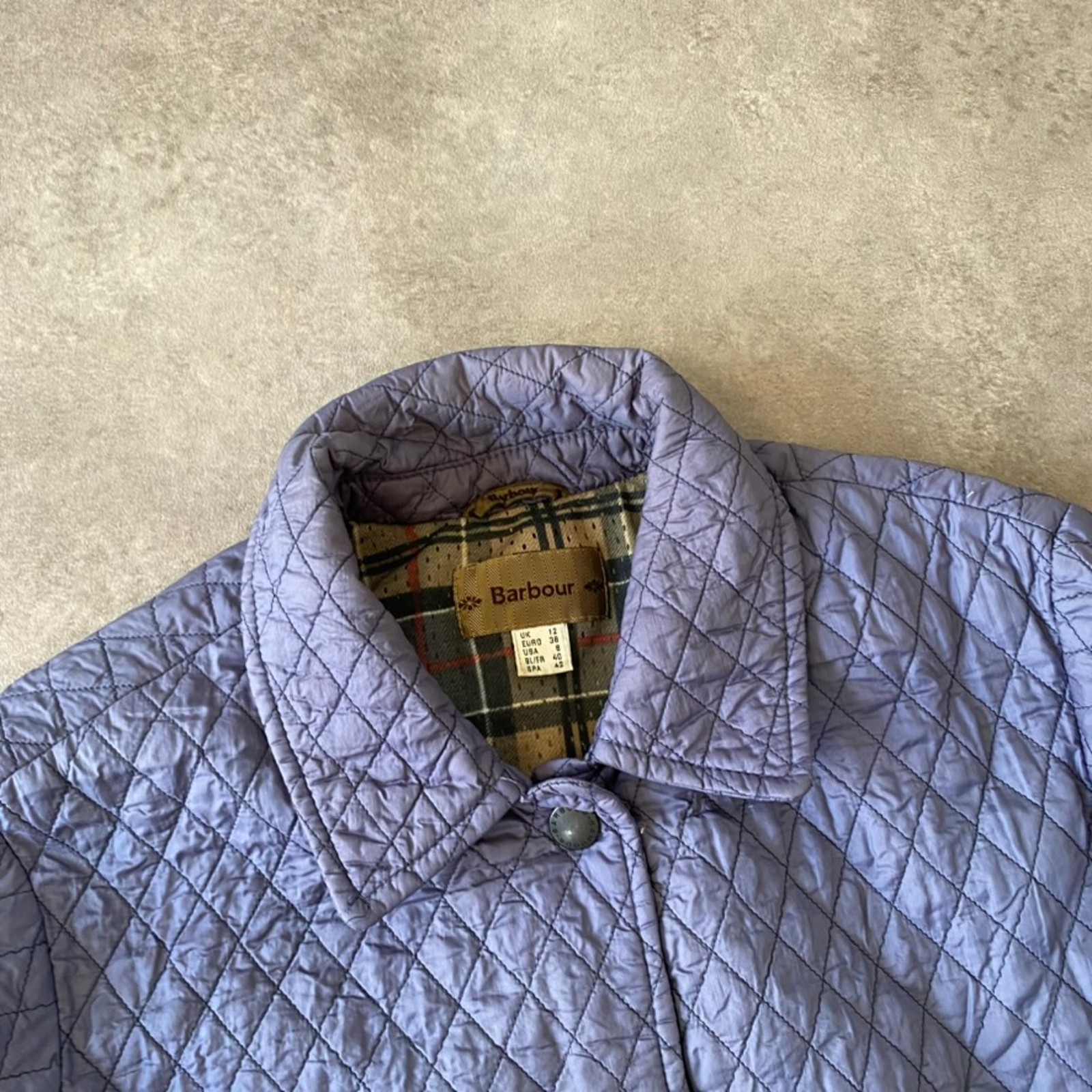 Barbour Quilted Jacket Womens UK 12 90s Diamond Padded Coat, Light Purple image 8
