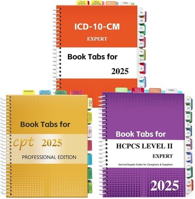 Index Tabs for AMA CPT Book, ICD-10 Code Book, HCPCS Level II Book, 3-Set Bundle