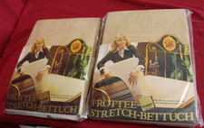 Omas Aussteuer Frottee Stretch-Spannbetttücher braunbeige  (1)