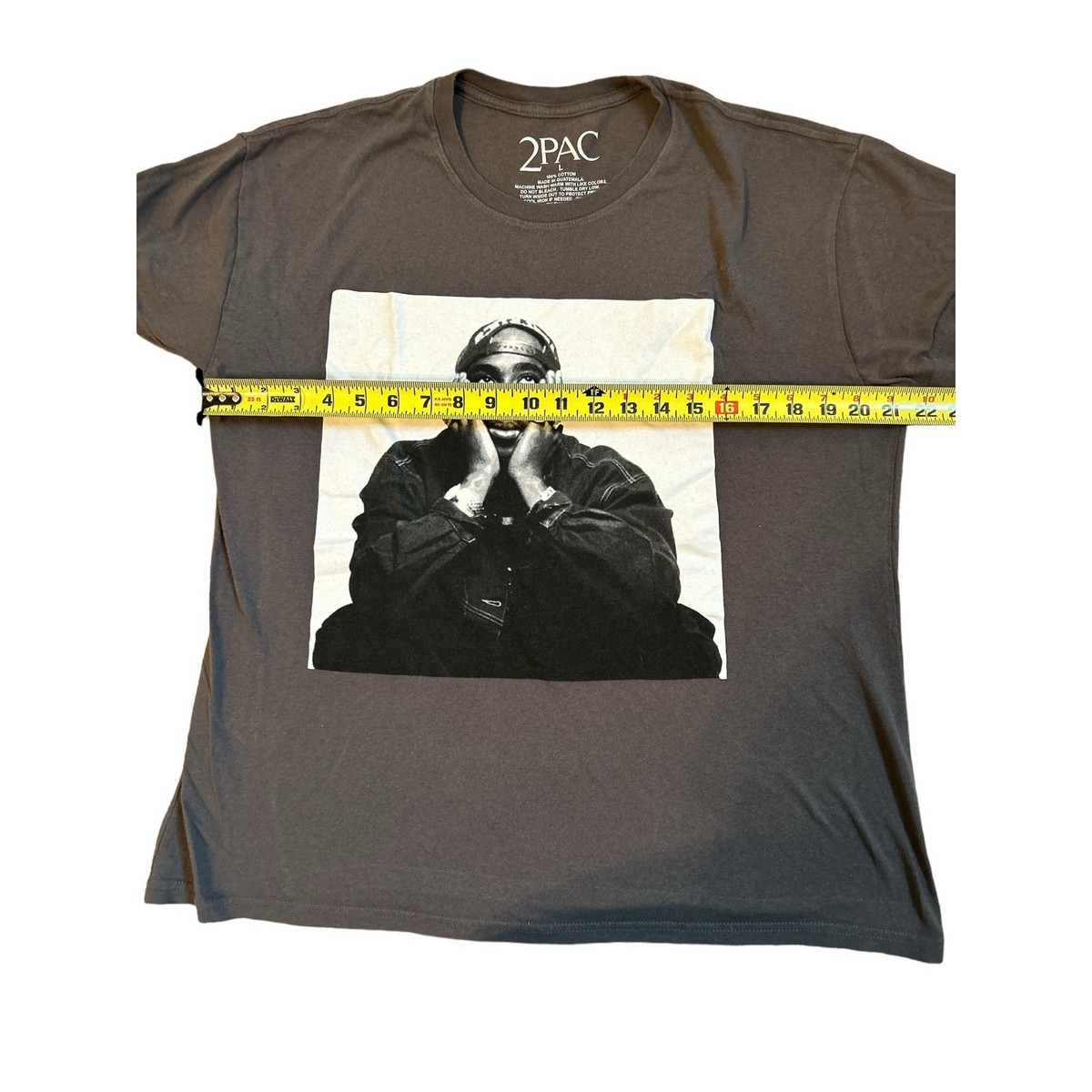 2Pac Gray Thug Life T Shirt with Photo Size Large 100% Cotton View 2