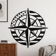 Open Star Flag Compass Wall Decal Open Star Flag Compass Wall Decal