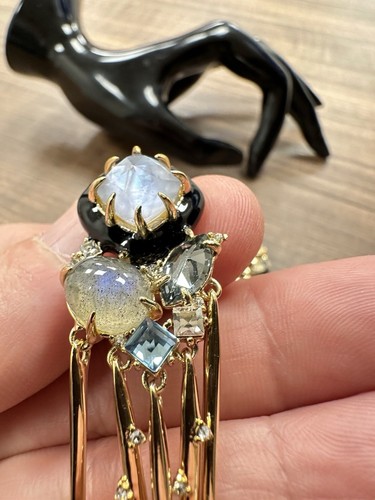 Auténticos pendientes Alexis Bittar chapados en oro Swarovski con clip colgante $595 - Imagen 3 de 10