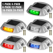 Solar Driveway Lights 4-24 Pcs Multicolor LED Solar Dock Deck Lights, IP68