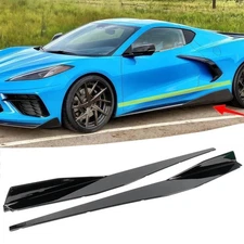 For 2020-2025 Chevy Corvette C8 Gloss Black Side Skirt Extension Winglet Design