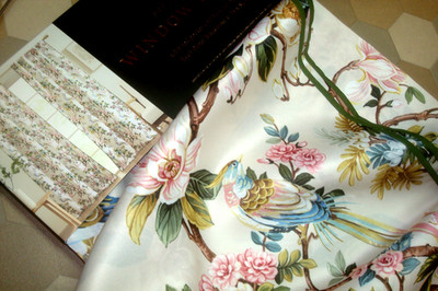 NWT Envogue 2 pc Window Curtains Fancy Dogwood Floral w/ Birds ea 37'' x 84''lg