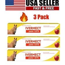 3 Pack Paste Horse Dewormer Safe & Effective Wormer- Apple Flavor