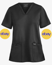 Cherokee Workwear Revolution Women's V-Neck Scrub Top Pewter XXS Stretch Solid