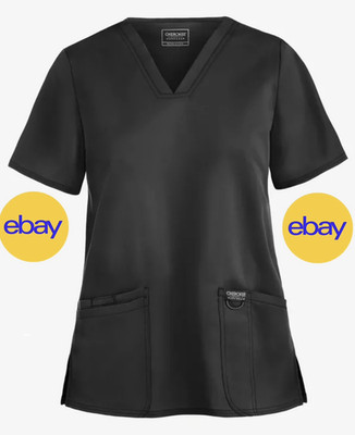 Cherokee Workwear Revolution Women's V-Neck Scrub Top Pewter XXS Stretch Solid
