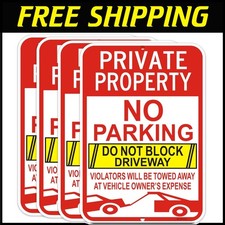 Durable Do Not Block Driveway Sign - 4 Pack Reflective Aluminum for Easy Install