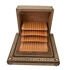 Vintage Inlayed Wood Music Box Cigarette Dispenser