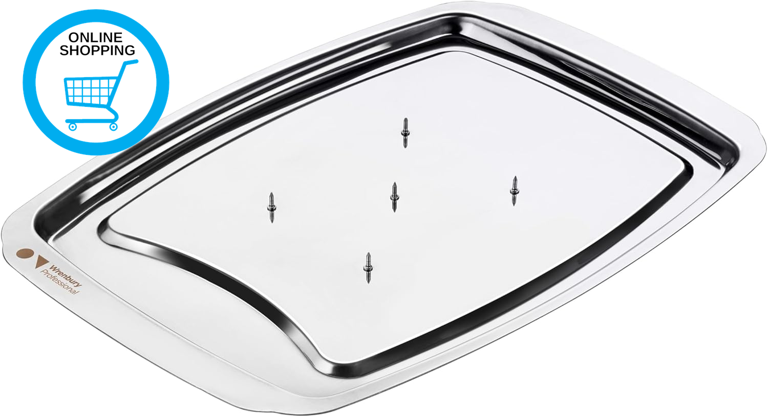 Pro Meat Carving Tray Board - Stainless Steel Carving Dish with Spikes - Spiked
