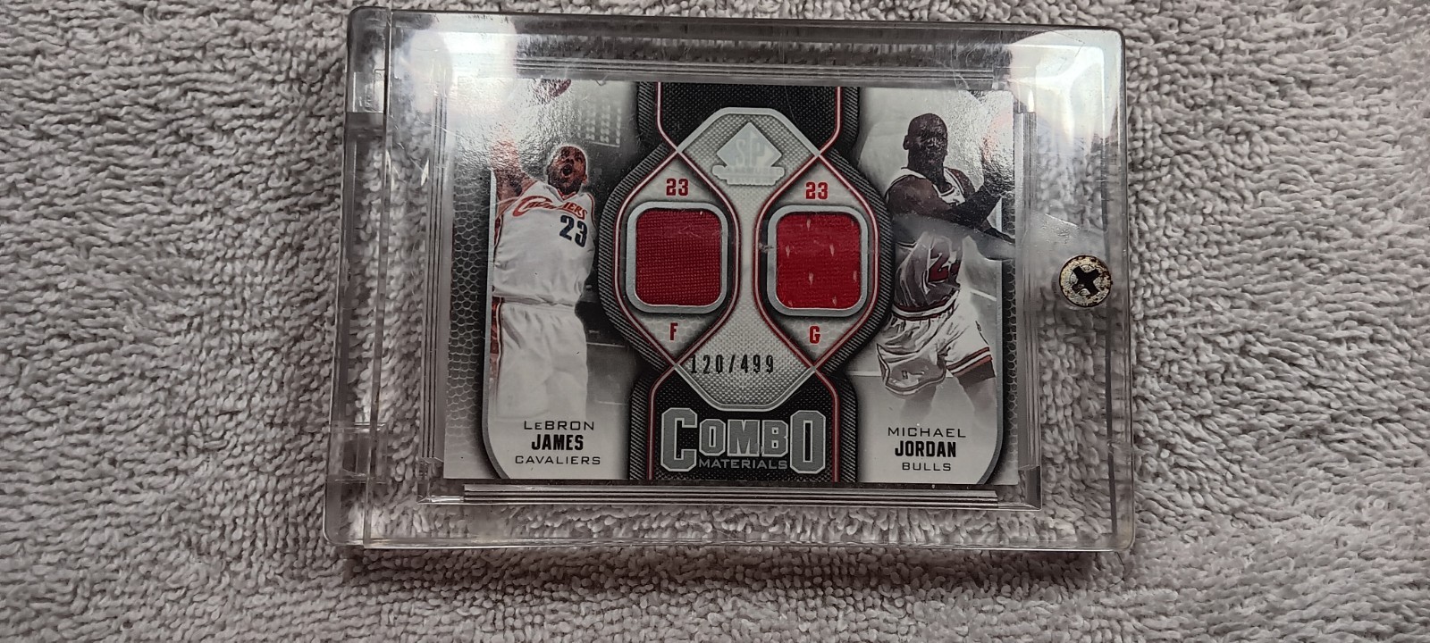 2009 Upper Deck SP Michael Jordan LeBron James Game Used Jersey Patch Combo 120/ view 11