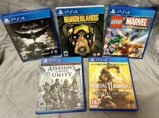 Lot of 5 PS4 Games: Assassin's Creed: Unity/ Mortal Kombat 11/Borderlanders: THC