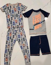 Simple Joys By Carters Pajama Set Boys Size 5T Gray Race Car Print 4 Piece