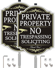  2 Pack Large No Trespassing Signs Private Property with Stake 36" Tall, 14" x
