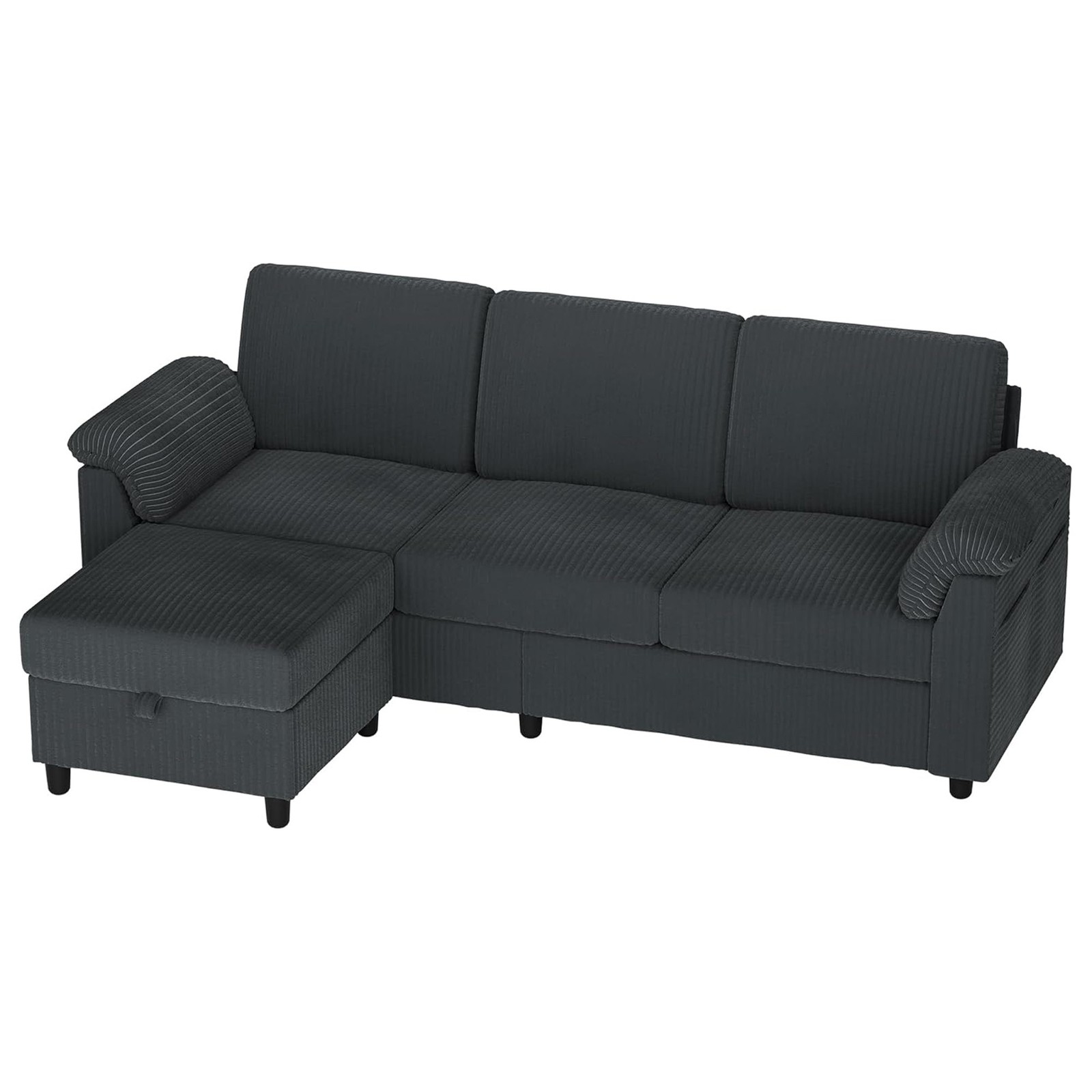 Vongrasig 79" Sectional Sofa w/ Ottoman, L Shaped 3 Seat Furniture (Open Box)
