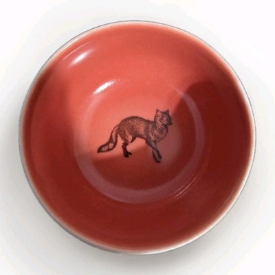 Gleena Handmade Porcelain Tea Bowl Orange Fox
