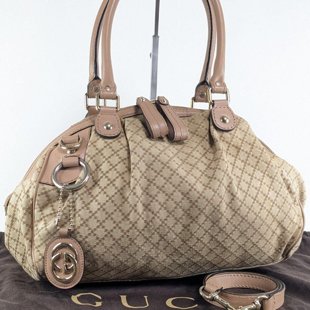 Gucci Diamante Canvas 2Way Tote Shoulder Bag A4 Size New