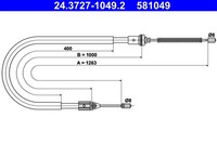 ATE Bremsseil Seilzug Feststellbremse 24.3727-1049.2 FüR Thalia Clio Renault 2 1