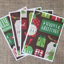 Note Card Set 4 Christmas Holiday Greeting Blank Cards