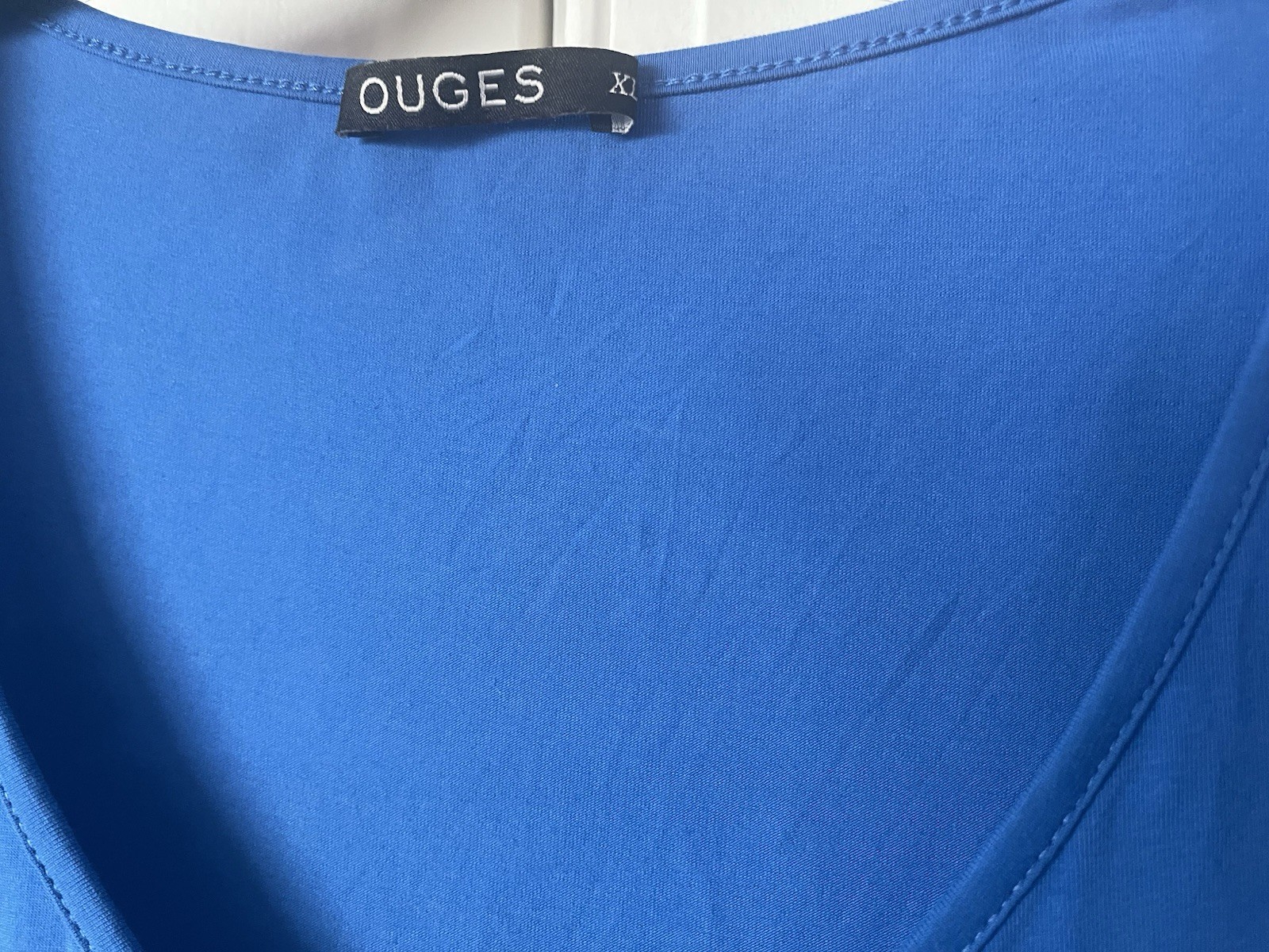 OUGES Royal Blue  V- Neck Button Down Skater Dres… - image 3