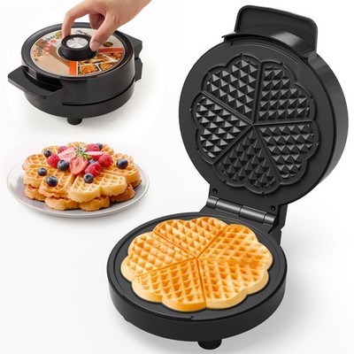 Heart Electric Waffle Iron: Belgian Waffle Maker with Temperature Control Knob