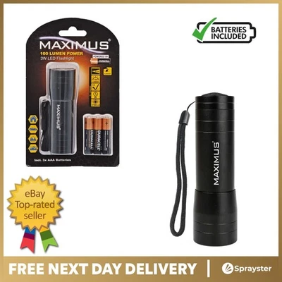 Maximus Aluminium Pocket Torch 100 Lumens 3W Includes 3 AAA Duracell Batteries