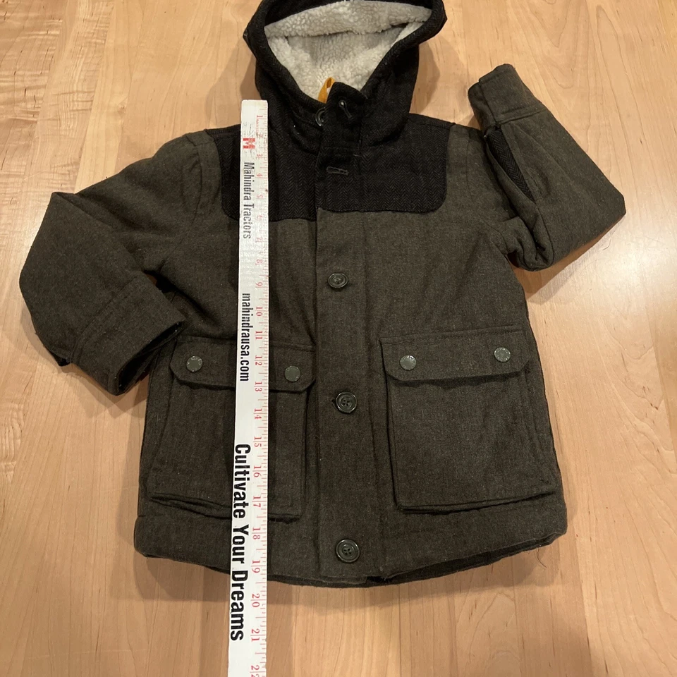 Abrigo Chaqueta Burro Tweed Mezcla Lana Invierno Otoño GAP Niños Talla XS (4/5) Verde Foto 2 de 4