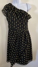 (NWT) Allen B. Ladies Size 12 Black & Gold Polka Dot Fancy Dress Retails @$70.00