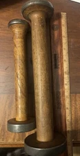 2 VTG Wooden And Metal Industrial Spools