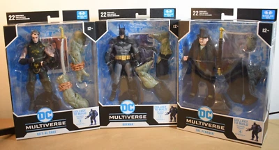 MCFARLANE TOYS McFarlane DC BATMAN: ARKHAM CITY Batman, The Penguin, R'as Al Ghul BNIB