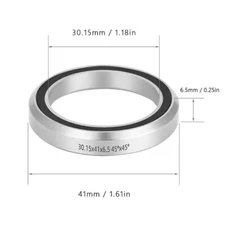 1 Headset Bearing - 30.15 × 41 × 6.5mm - 45°/45° Chamfer - 2RS - Chrome Steel