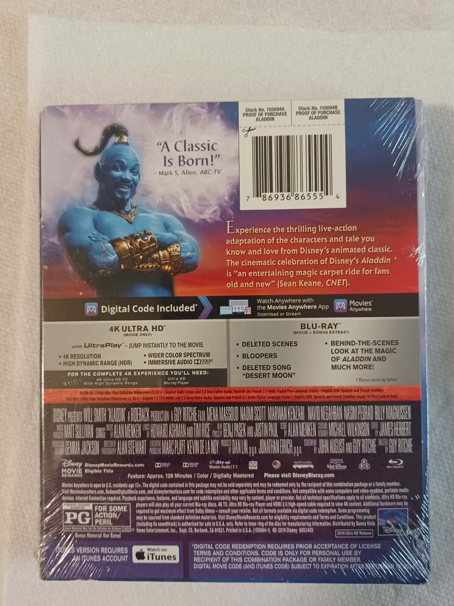 Aladdin Live Action 4K Ultra HD, Blu-Ray, Digital CODE Target] New
