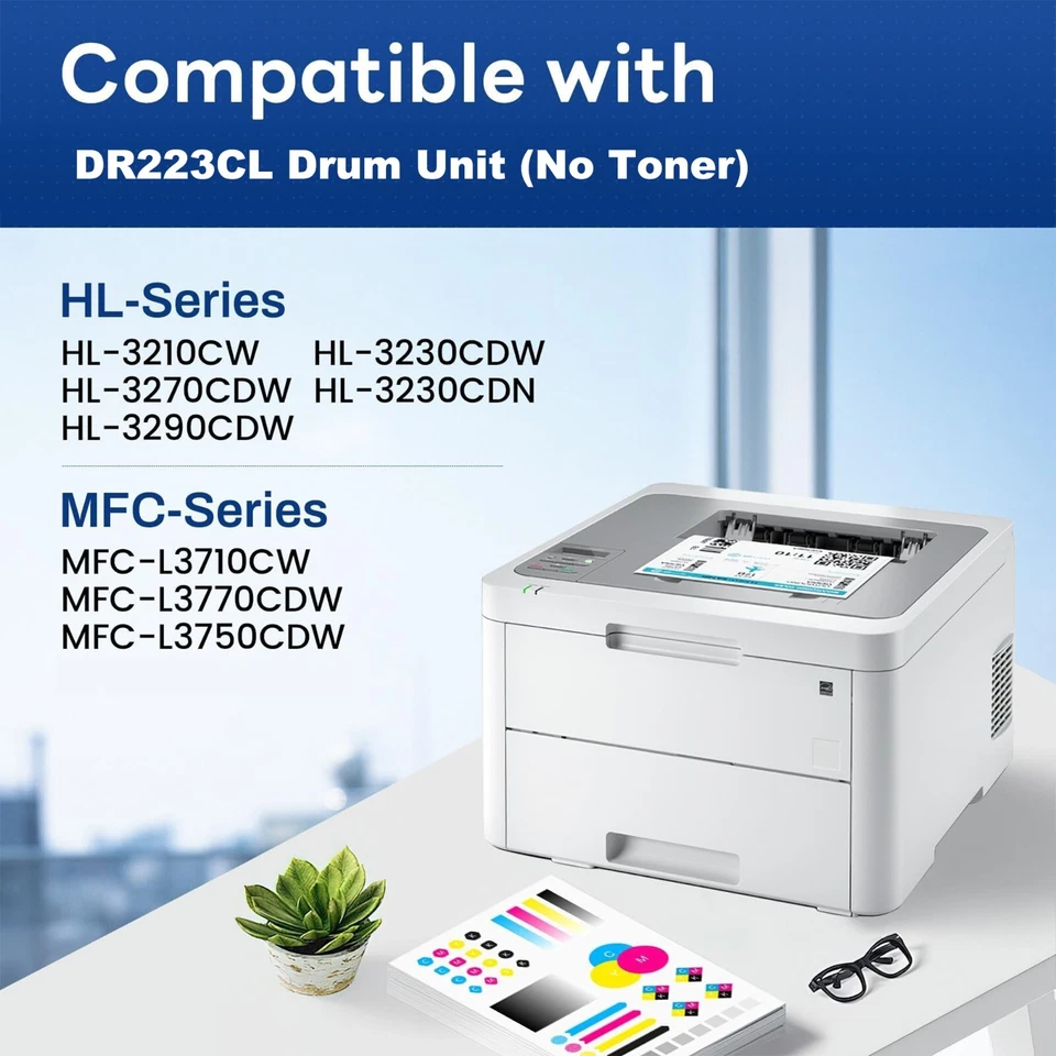 Juego de unidad de batería FADSOON® 4PK DR223 para Brother DR223CL HL-L3290CDW MFC-L3770CDW Foto 2 de 4