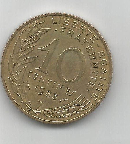 france republique francaise 1983 10 cent coin good circulated