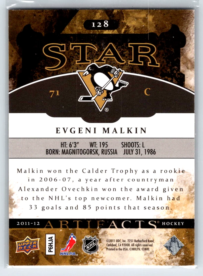 2011-12 Upper Deck Artifacts - Star Evgeni Malkin #128 /999 - Image 2 of 2