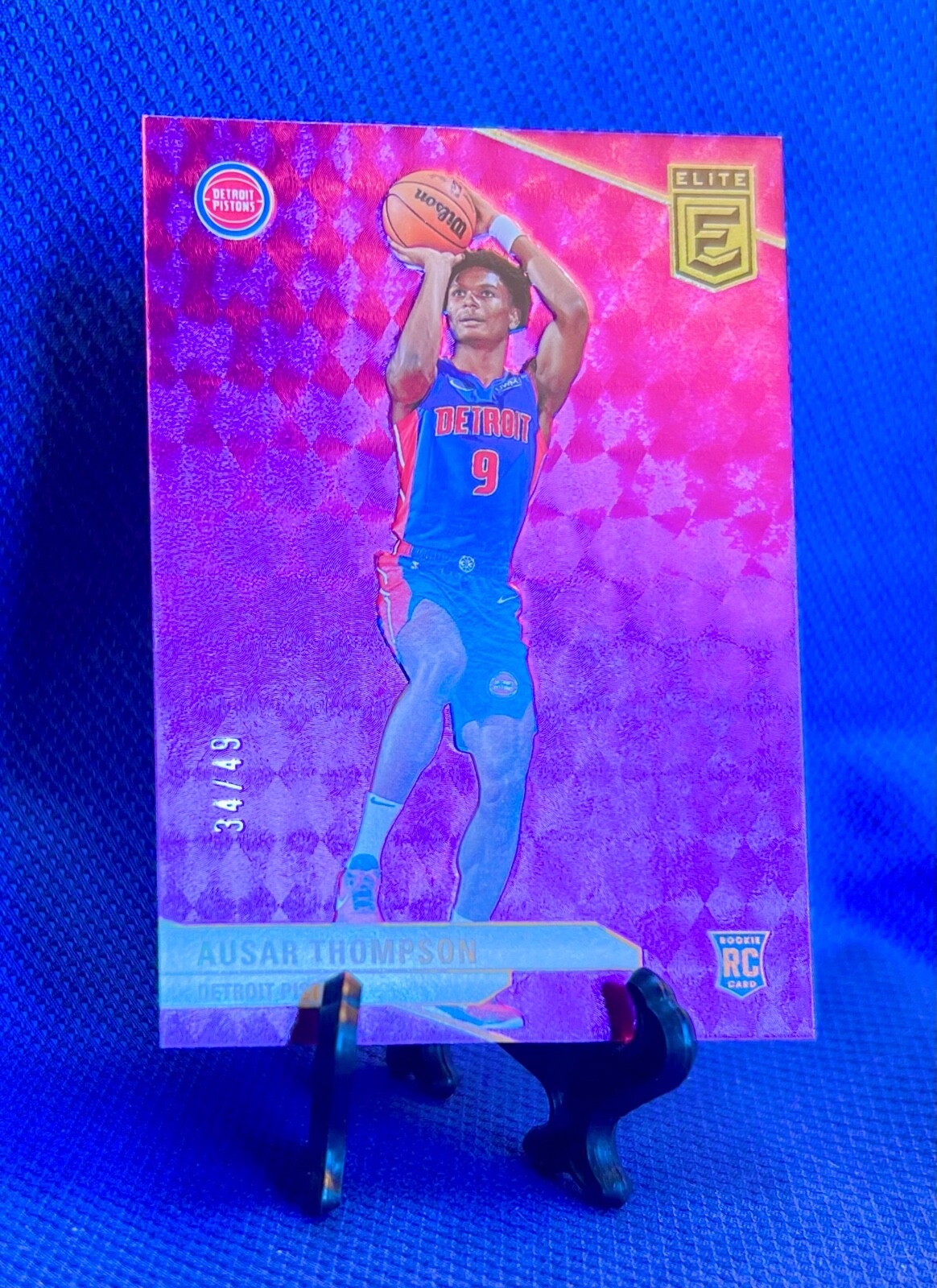 2023-24 Panini Donruss Elite Ausar Thompson SSP Purple #/49 Rookie 218 Pistons