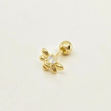 14K Solid Gold Tiny Bee Stud Earring, Piercing Earring, Screw Back Earring