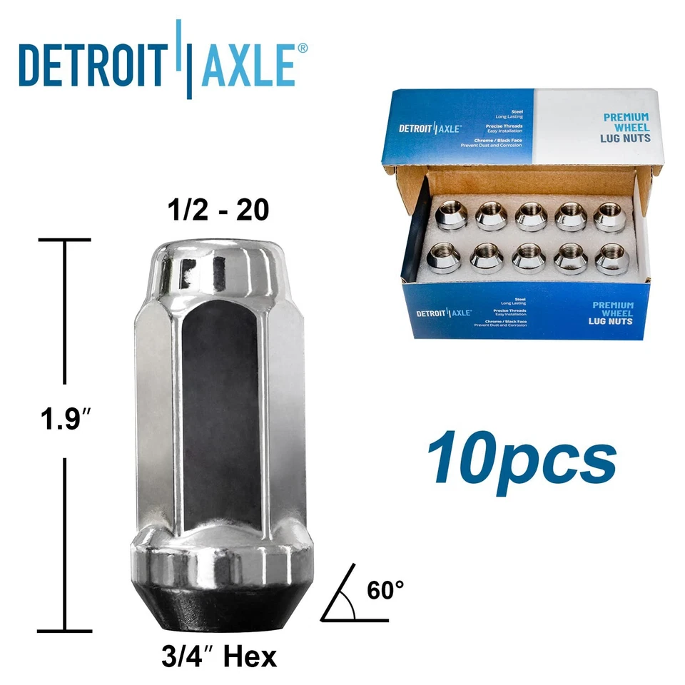 Tuercas de rueda cromadas de 1/2""-20 de 20 piezas para Ford Explorer Mountaineer de 1,9"" de altura Foto 3 de 4