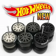 1/64 Scale 10 SPOKE v4 Real Rider Wheels Rims Tires Set for Hot