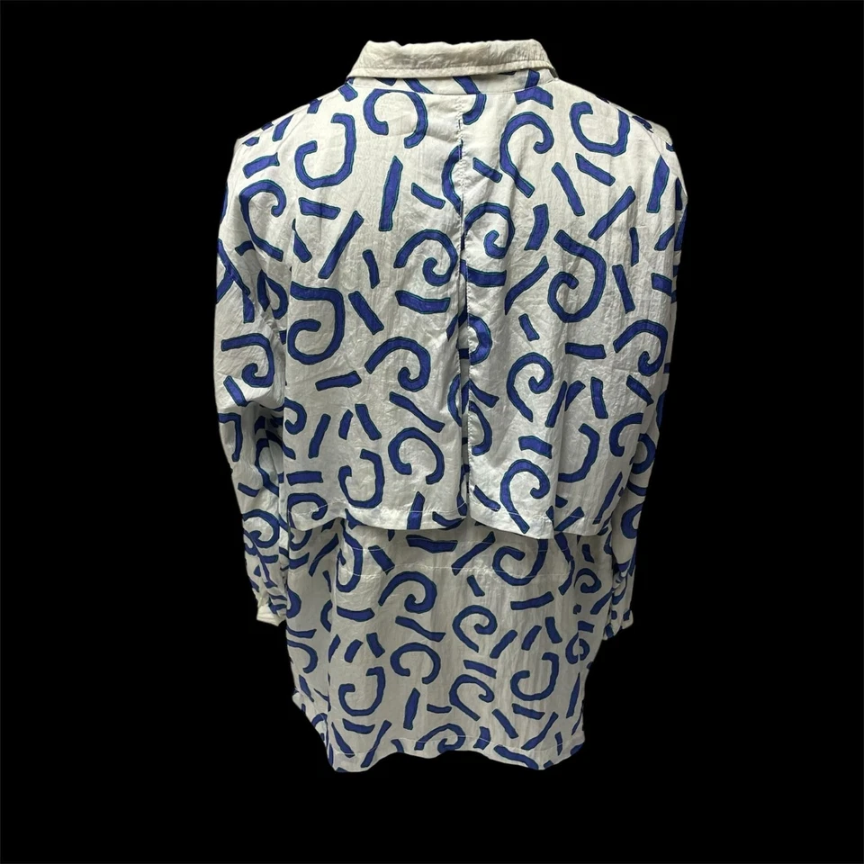 复古 80 年代 REEBOK 白色紫色抽象风衣街头标志跟踪夹克 L — 第 3/4 张图片